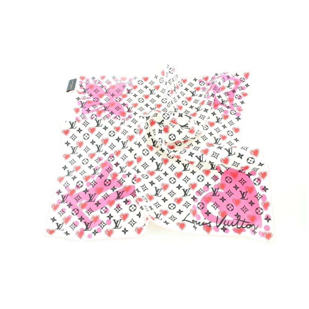 Louis Vuitton Rare Valentine Heart Monogram Silk Scarf 3LK0315
